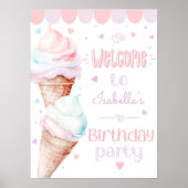 アイスクリームモダンガールバースデーパーティーへようこそ ポスター (正面)