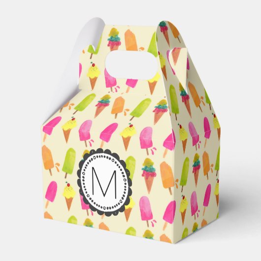 アイスクリームモノグラパーソナライズされたム フェイバーボックス (正面サイド)