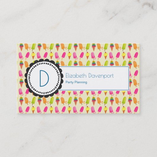 アイスクリームモノグラパーソナライズされたム 名刺 (正面)