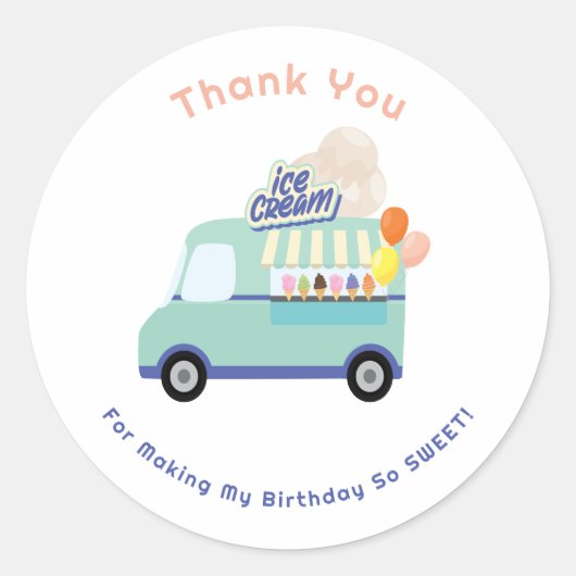アイスクリームユースクリーム誕生日 ラウンドシール (正面)