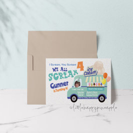 アイスクリームユー叫ぶ4番目の誕生日招待状 招待状