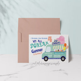 アイスクリームユー叫ぶ4番目の誕生日招待状 招待状