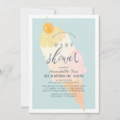 アイスクリームライトブルー男の子ドライブバイベビーシャワー 招待状 (正面)
