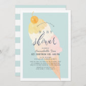 アイスクリームライトブルー男の子ドライブバイベビーシャワー 招待状 (正面/裏面)