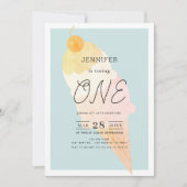 アイスクリームライトブルー1st誕生日 招待状 (正面)