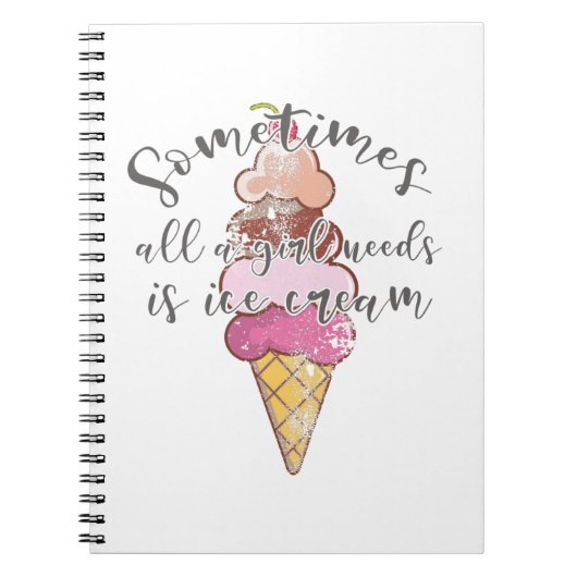 アイスクリームラバーギフトガールがアイスクリームギフトを必要 ノートブック (正面)