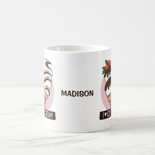 アイスクリームラバー名前をカスタムするマグ コーヒーマグカップ (中央)