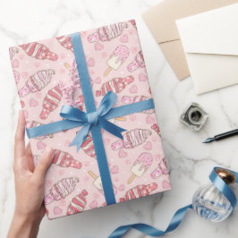 アイスクリームレトロバレンタインズラッピング紙 ラッピングペーパー