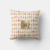 アイスクリームロリーモノグラムのレトロパターン（の模様が）あるかわいい クッション (正面)