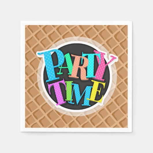 アイスクリームワッフルコーンパターン スタンダードカクテルナプキン (正面)