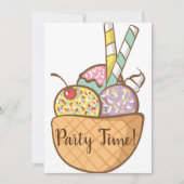 アイスクリームワッフルコーンパーティー招待状 招待状 (正面)