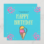 アイスクリームワッフルハッピーバースデー 招待状 (正面/裏面)