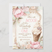 アイスクリームヴィンテージ、フローラアイスクリームコーン 招待状 (正面)