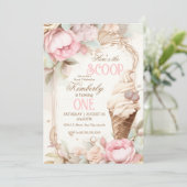 アイスクリームヴィンテージ、フローラアイスクリームコーン 招待状 (スタンド正面)