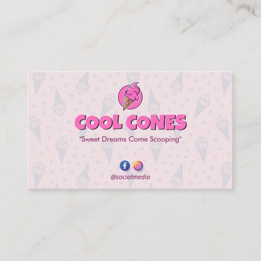 アイスクリーム事業 | ミニマリストピンク 名刺 (裏面)