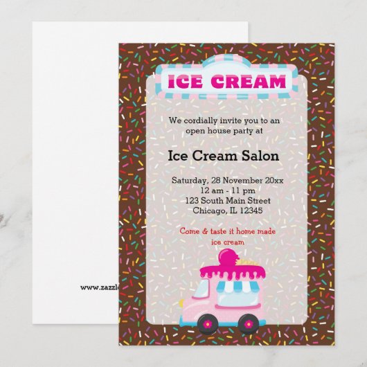 アイスクリーム事業 招待状 (正面/裏面)