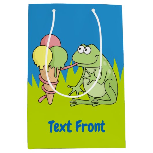 アイスクリーム付きカエル中抱き枕 ミディアムペーパーバッグ (正面)
