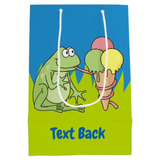 アイスクリーム付きカエル中抱き枕 ミディアムペーパーバッグ (裏面)