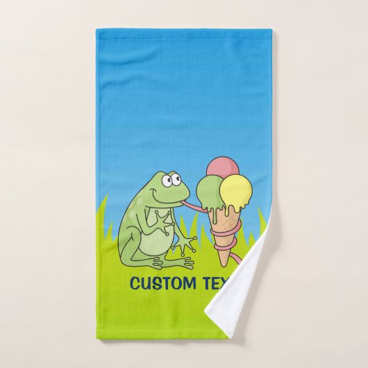 アイスクリーム付きカエル バスタオルセット (ハンドタオル)