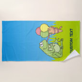 アイスクリーム付きカエル ビーチタオル (正面)