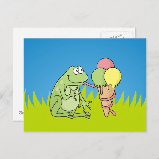 アイスクリーム付きカエル ポストカード (正面/裏面)
