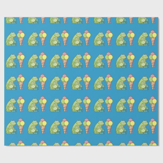 アイスクリーム付きカエル ラッピングペーパー (フラット)