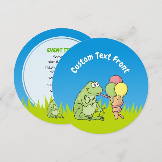 アイスクリーム付きカエル 招待状 (正面/裏面)