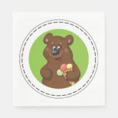 アイスクリーム付きブラウンベア スタンダードランチョンナプキン (正面)