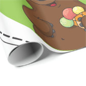 アイスクリーム付きブラウンベア ラッピングペーパー (ロールコーナー)