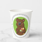 アイスクリーム付きブラウンベア 紙コップ (正面)