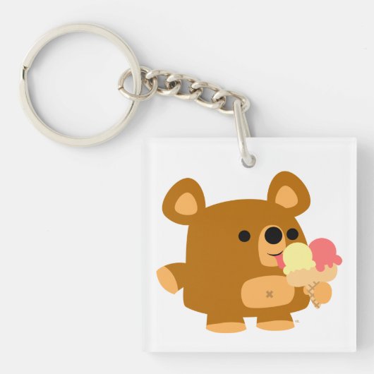 アイスクリーム付き可愛い漫画のクマアクリルのキーチェーン キーホルダー (正面)