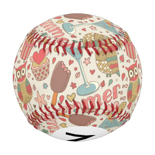 アイスクリーム付き夏の模様 野球ボール (裏面)