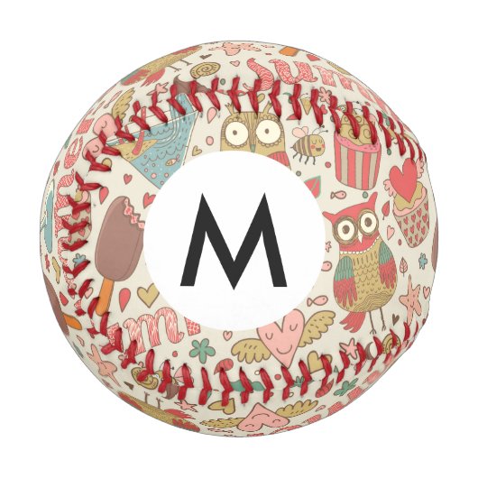 アイスクリーム付き夏の模様 野球ボール (正面左)