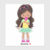 アイスクリーム付き女の子，ラテンアメリカ系女性女の子，かわいい女の子，ドレス シール (シート)