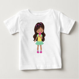 アイスクリーム付き女の子，ラテンアメリカ系女性女の子，かわいい女の子，ドレス ベビーTシャツ