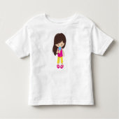 アイスクリーム付き女の子、茶色の髪、かわいい女の子 トドラーTシャツ (正面)