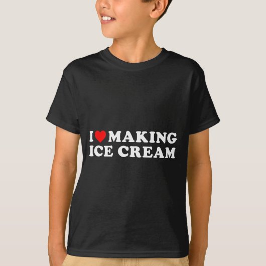 アイスクリーム作りが大好き!面白い一言 Tシャツ (正面)
