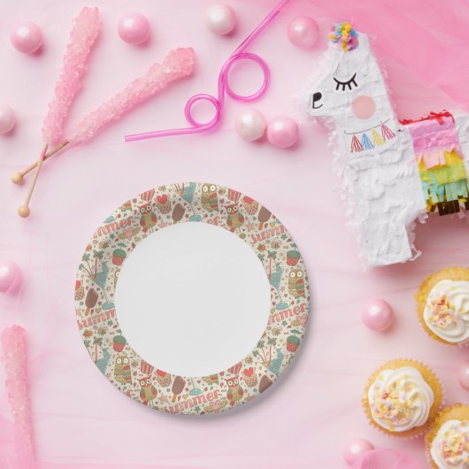 アイスクリーム入りの夏模様 ペーパープレート (パーティー)