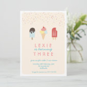 アイスクリーム及びアイスキャンデーの夏の招待状 招待状 (スタンド正面)