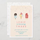 アイスクリーム及びアイスキャンデーの夏の招待状 招待状 (正面/裏面)