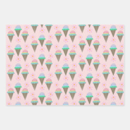 アイスクリーム及びデイジー包装紙シート ラッピングペーパーシート