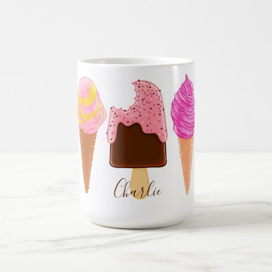 アイスクリーム名前をカスタムするマグ コーヒーマグカップ (中央)