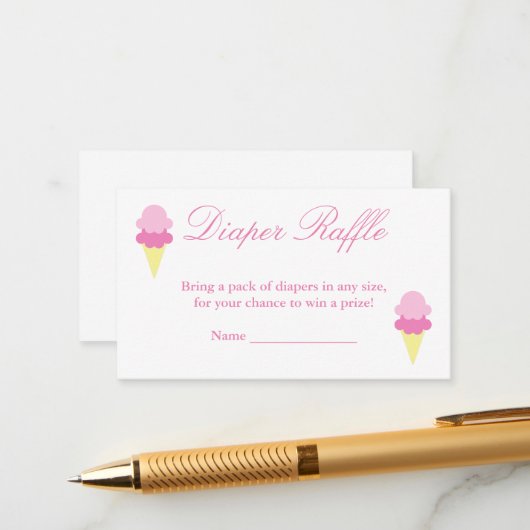 アイスクリーム夏用ベビーシャワーおむつラッフルカード エンクロージャーカード (正面/裏面インサイチュ)