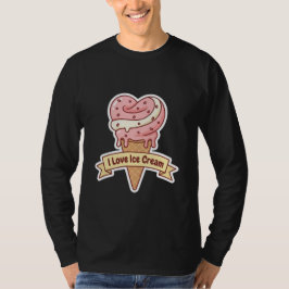 "アイスクリーム大好き" ハート渦巻きコーン Tシャツ