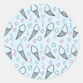 アイスクリーム好きのアイスクリームコーンアート ラウンドシール (正面)