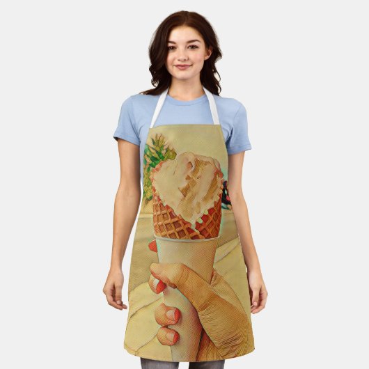 アイスクリーム好きのギフト エプロン (着用した状態)