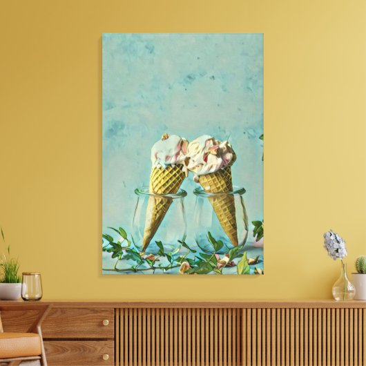 アイスクリーム好きのギフト キャンバスプリント (インサイチュ (リビング))