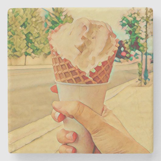 アイスクリーム好きのギフト ストーンコースター (正面)