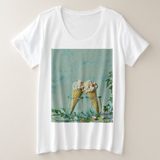 アイスクリーム好きのギフト プラスサイズTシャツ (デザイン正面)