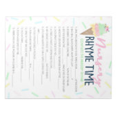 アイスクリーム子供部屋韻ベビーシャワーゲームパック ノートパッド (正面)